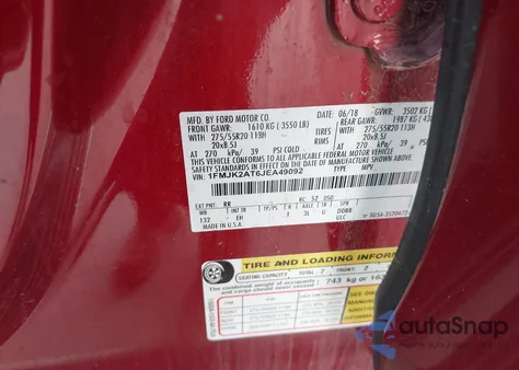 2018 Ford Expedition Max Limited из США, поврежденный, VIN 1FMJK2AT6JEA49092